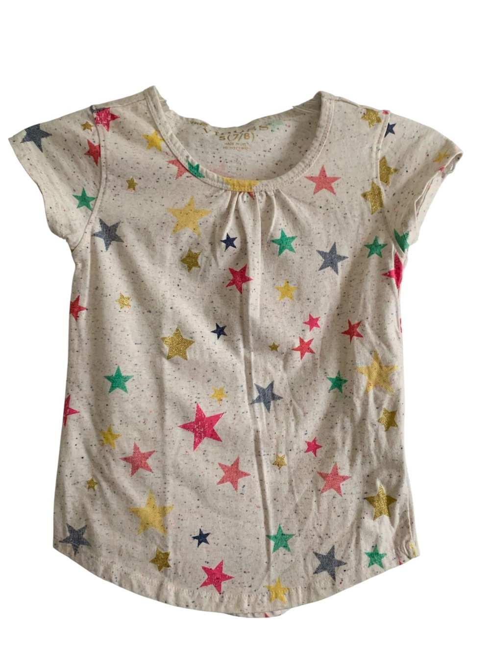 Vigoss small 7/8 Multicolor Star short cap sleeve Tee space grey yellow summer